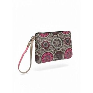Lodis Colorful Leather Wristlet Clutch Wallet Bag Pouch Coin Makeup Paisley EUC